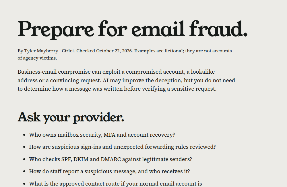 Preview of the business-email compromise checklist