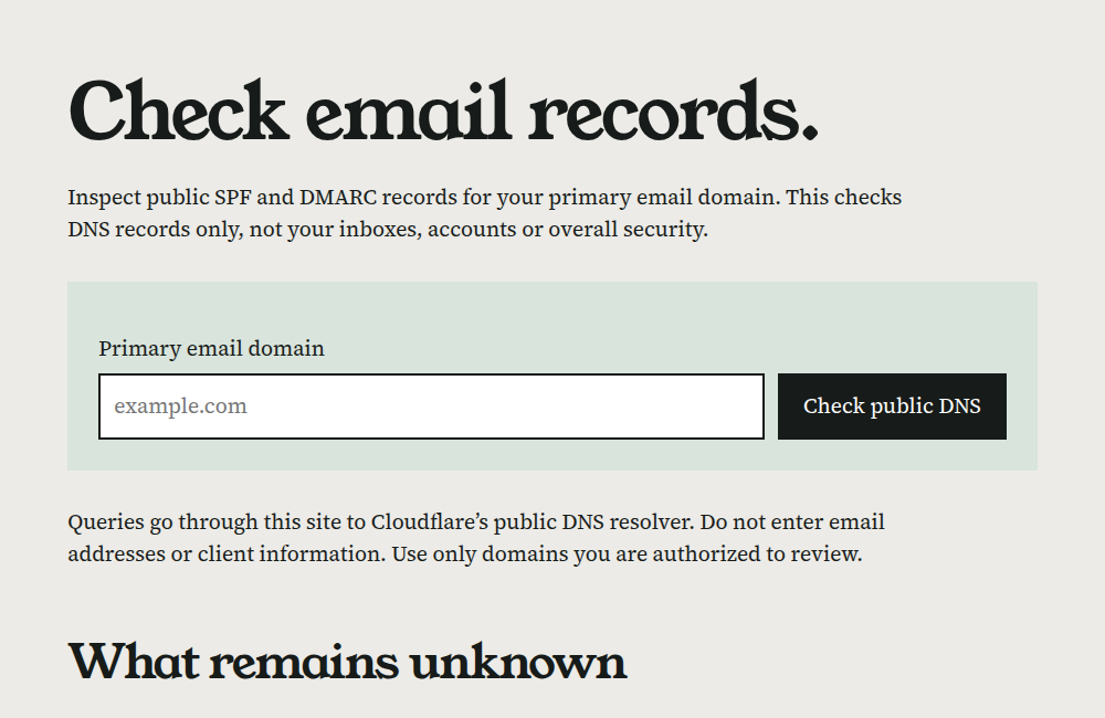 Preview of the public email-domain check